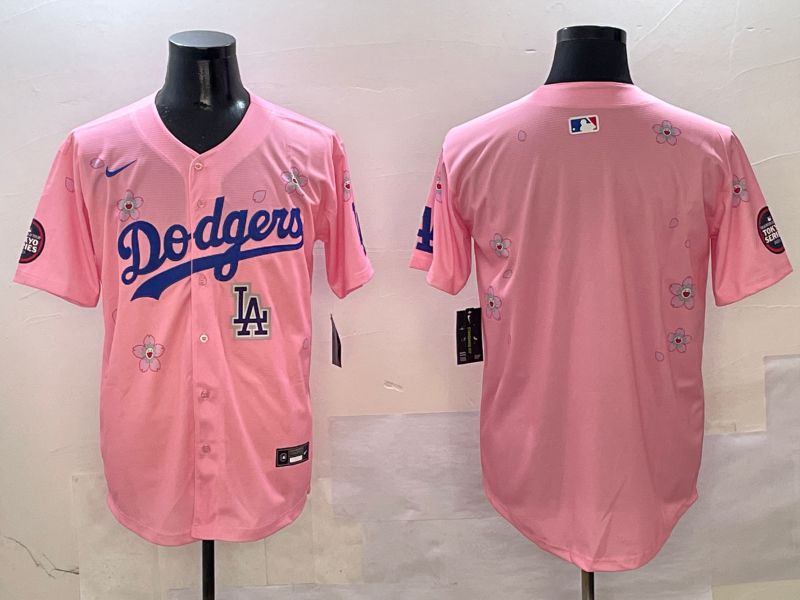Men Los Angeles Dodgers Blank Pink Sakura Edition 2025 Nike MLB Jersey style 6